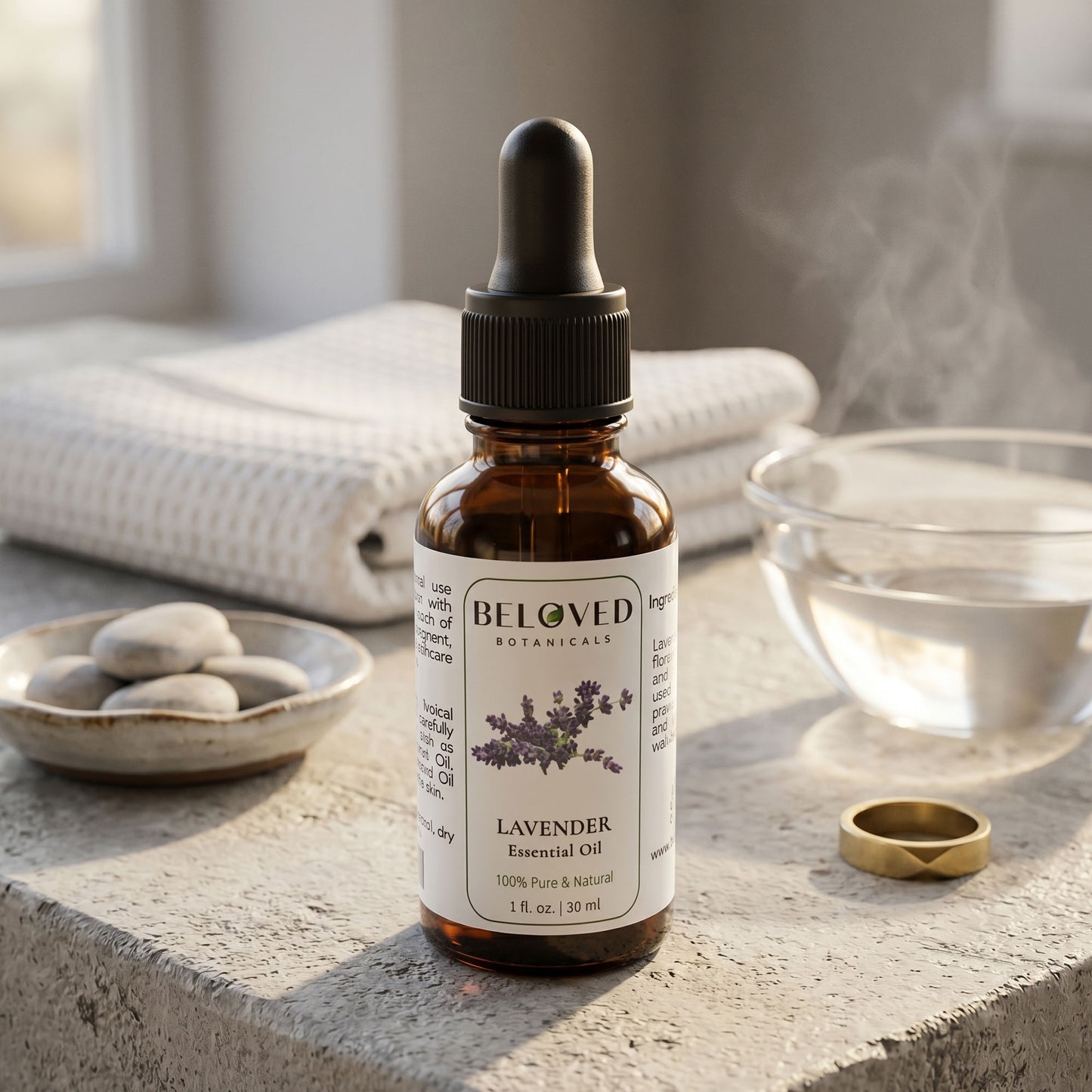 Beloved Botanicals Lavender Essential Oil 30ml (1 Fl Oz) 100% Pure & Natural Aromatherapy Oil for Diffuser, Massage, Relaxation, Home Fragrance & Skincare Use