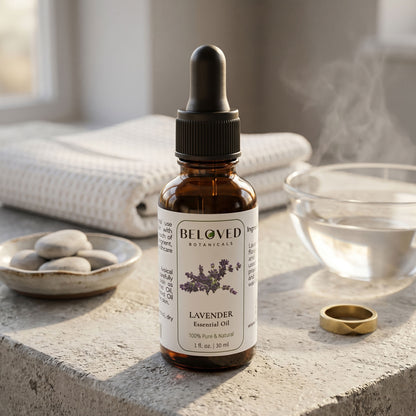 Beloved Botanicals Lavender Essential Oil 30ml (1 Fl Oz) 100% Pure & Natural Aromatherapy Oil for Diffuser, Massage, Relaxation, Home Fragrance & Skincare Use