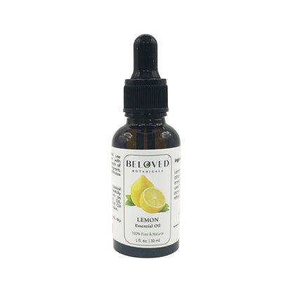 Beloved Botanicals Lemon Essential Oil 30ml (1 Fl Oz) 100% Pure & Natural Citrus Limon Oil for Aromatherapy, Diffuser, Massage, Home Fragrance, Skin Care & DIY Blends