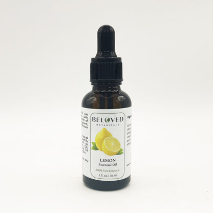 Beloved Botanicals Lemon Essential Oil 30ml (1 Fl Oz) 100% Pure & Natural Citrus Limon Oil for Aromatherapy, Diffuser, Massage, Home Fragrance, Skin Care & DIY Blends