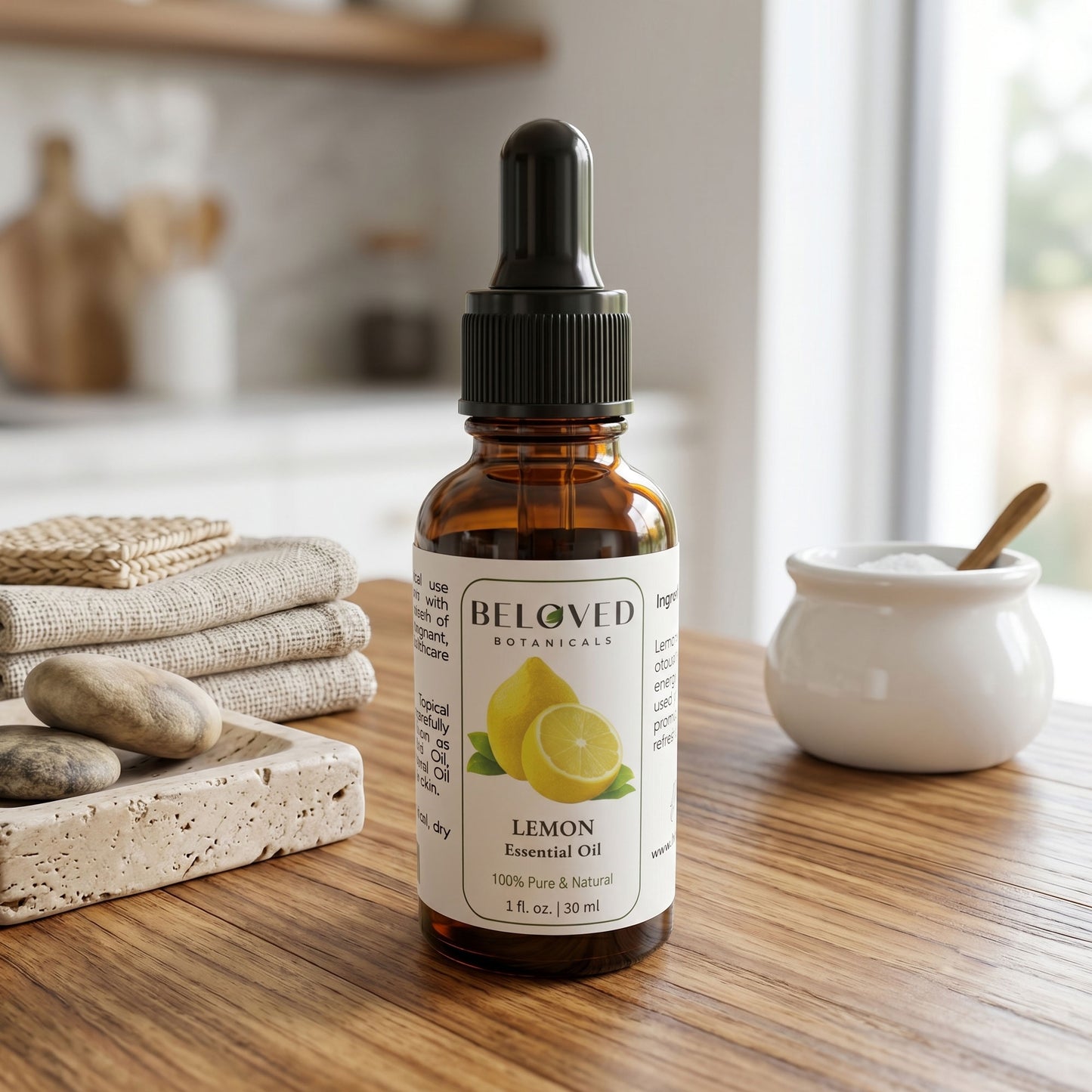 Beloved Botanicals Lemon Essential Oil 30ml (1 Fl Oz) 100% Pure & Natural Citrus Limon Oil for Aromatherapy, Diffuser, Massage, Home Fragrance, Skin Care & DIY Blends