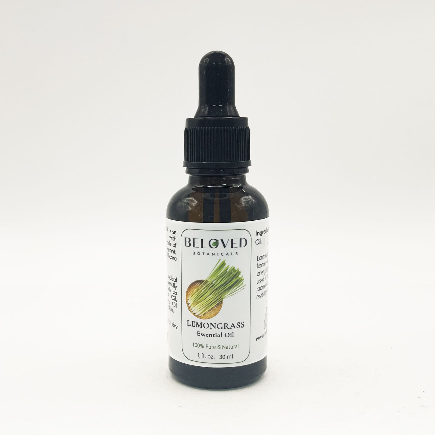 Beloved Botanicals Lemongrass Essential Oil 30ml (1 Fl Oz) 100% Pure & Natural Cymbopogon Flexuosus Oil for Aromatherapy, Diffuser, Massage, Home Fragrance & DIY Blends