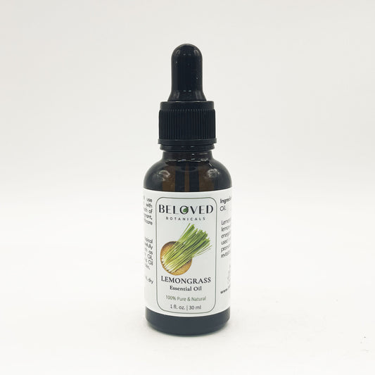 Beloved Botanicals Lemongrass Essential Oil 30ml (1 Fl Oz) 100% Pure & Natural Cymbopogon Flexuosus Oil for Aromatherapy, Diffuser, Massage, Home Fragrance & DIY Blends