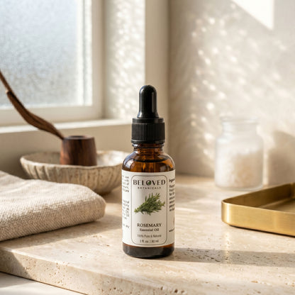 Beloved Botanicals Rosemary Essential Oil 30ml (1 Fl Oz) 100% Pure & Natural Rosmarinus Officinalis Oil for Aromatherapy, Diffuser, Massage, Home Fragrance & DIY Blends