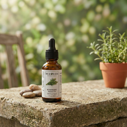 Beloved Botanicals Rosemary Essential Oil 30ml (1 Fl Oz) 100% Pure & Natural Rosmarinus Officinalis Oil for Aromatherapy, Diffuser, Massage, Home Fragrance & DIY Blends