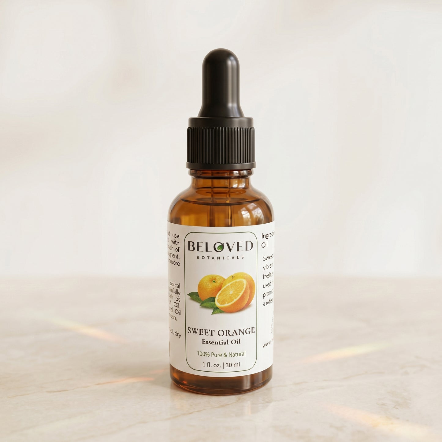 Beloved Botanicals Sweet Orange Essential Oil 30ml (1 Fl Oz) 100% Pure & Natural Citrus sinensis Oil for Aromatherapy, Diffusers, Massage, DIY Skincare, Soap & Candle Making, Fresh Citrus Aroma