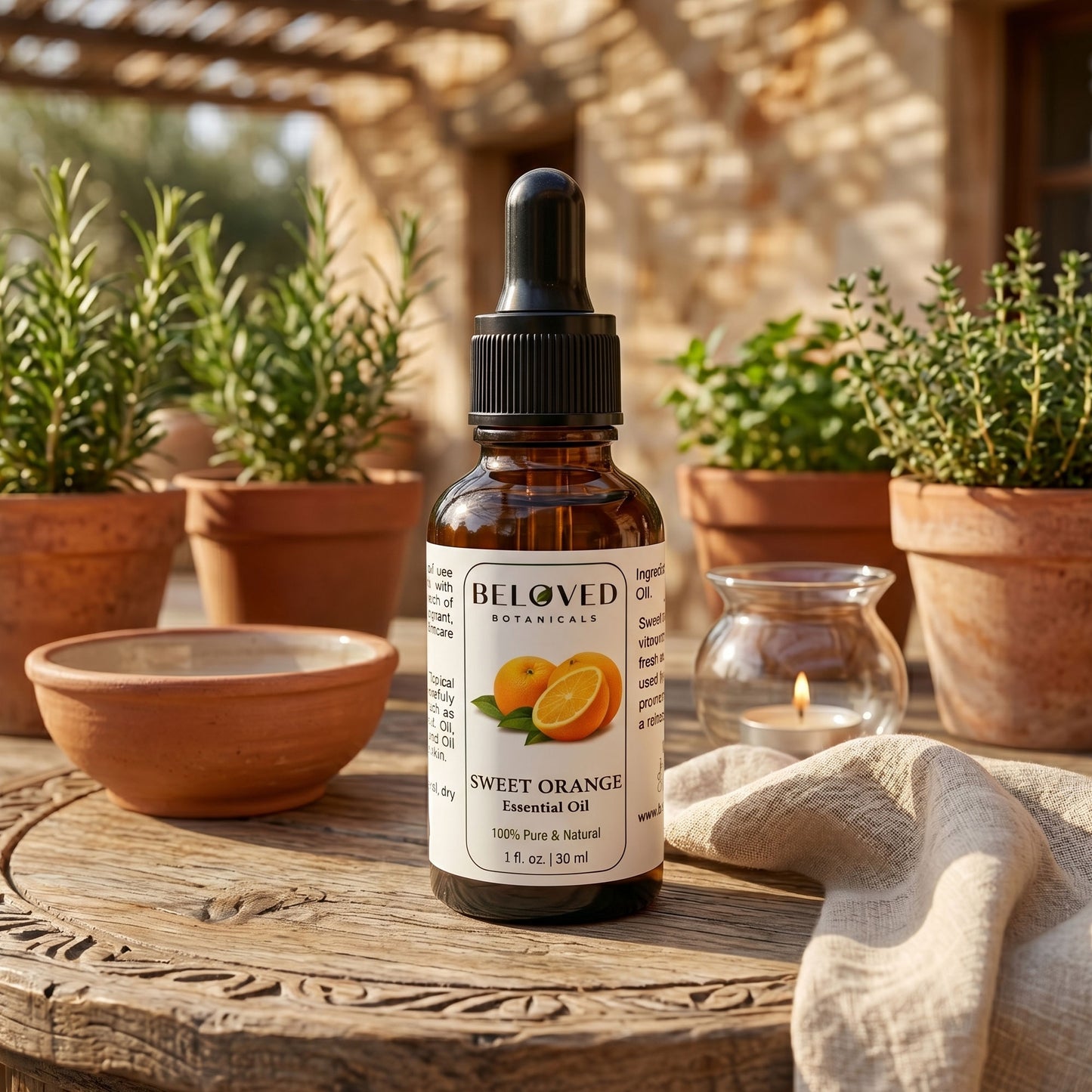 Beloved Botanicals Sweet Orange Essential Oil 30ml (1 Fl Oz) 100% Pure & Natural Citrus sinensis Oil for Aromatherapy, Diffusers, Massage, DIY Skincare, Soap & Candle Making, Fresh Citrus Aroma