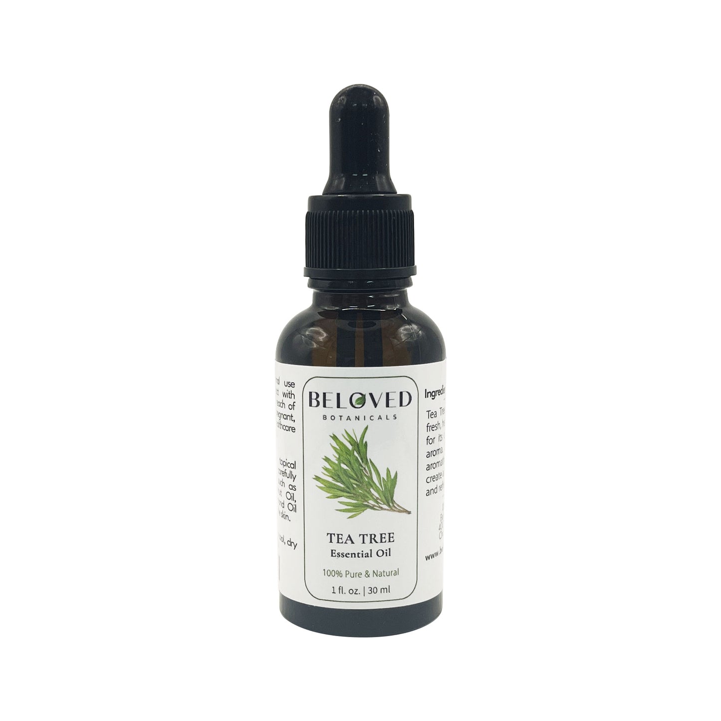 Beloved Botanicals Tea Tree Essential Oil 30ml (1 Fl Oz) 100% Pure & Natural Melaleuca alternifolia Oil for Aromatherapy, Diffusers, Skincare, Hair Care, DIY Soap & Candle Making