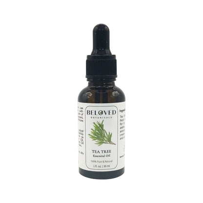 Beloved Botanicals Tea Tree Essential Oil 30ml (1 Fl Oz) 100% Pure & Natural Melaleuca alternifolia Oil for Aromatherapy, Diffusers, Skincare, Hair Care, DIY Soap & Candle Making