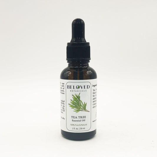 Beloved Botanicals Tea Tree Essential Oil 30ml (1 Fl Oz) 100% Pure & Natural Melaleuca alternifolia Oil for Aromatherapy, Diffusers, Skincare, Hair Care, DIY Soap & Candle Making