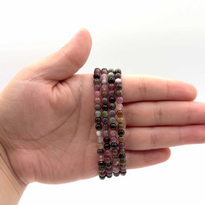 Multicolor Tourmaline Beaded Bracelet 4mm - Gem Gem Avenue Retail