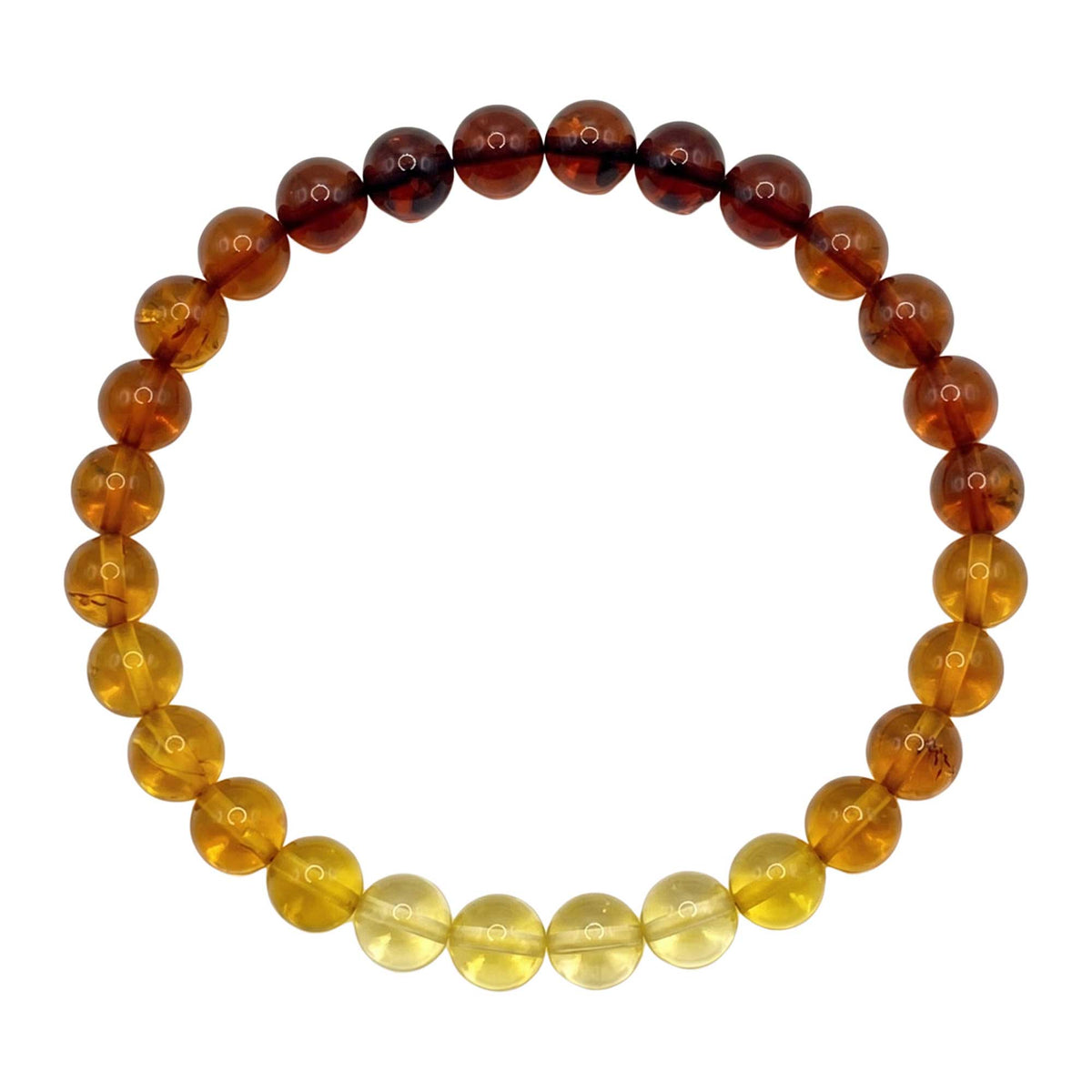 Rainbow Amber Beaded Bracelet 6mm - Gem Avenue Retail