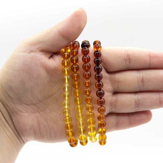 Rainbow Amber Beaded Bracelet 6mm - Gem Avenue Retail
