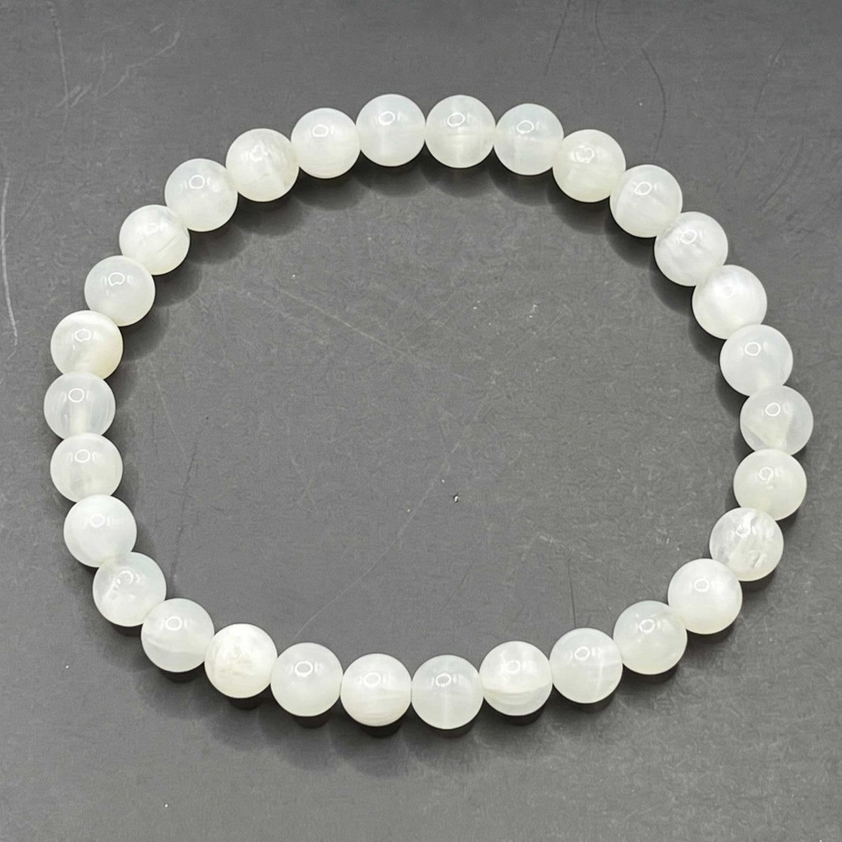 Selenite Beaded Bracelet 6mm - Gem Avenue Retail