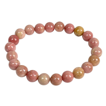 Rhodonite Gemstone 8mm Rounds Bead Unisex Stretch Bracelet - Gem Avenue