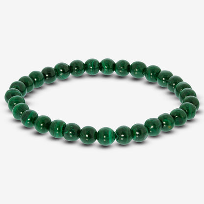 Green Malachite Gemstone Bead Unisex Handmade Stretch Bracelet - Gem Avenue