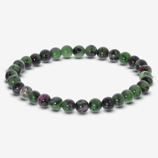 Ruby Zoisite Gemstone Bead Unisex Stretch Bracelet - Gem Avenue