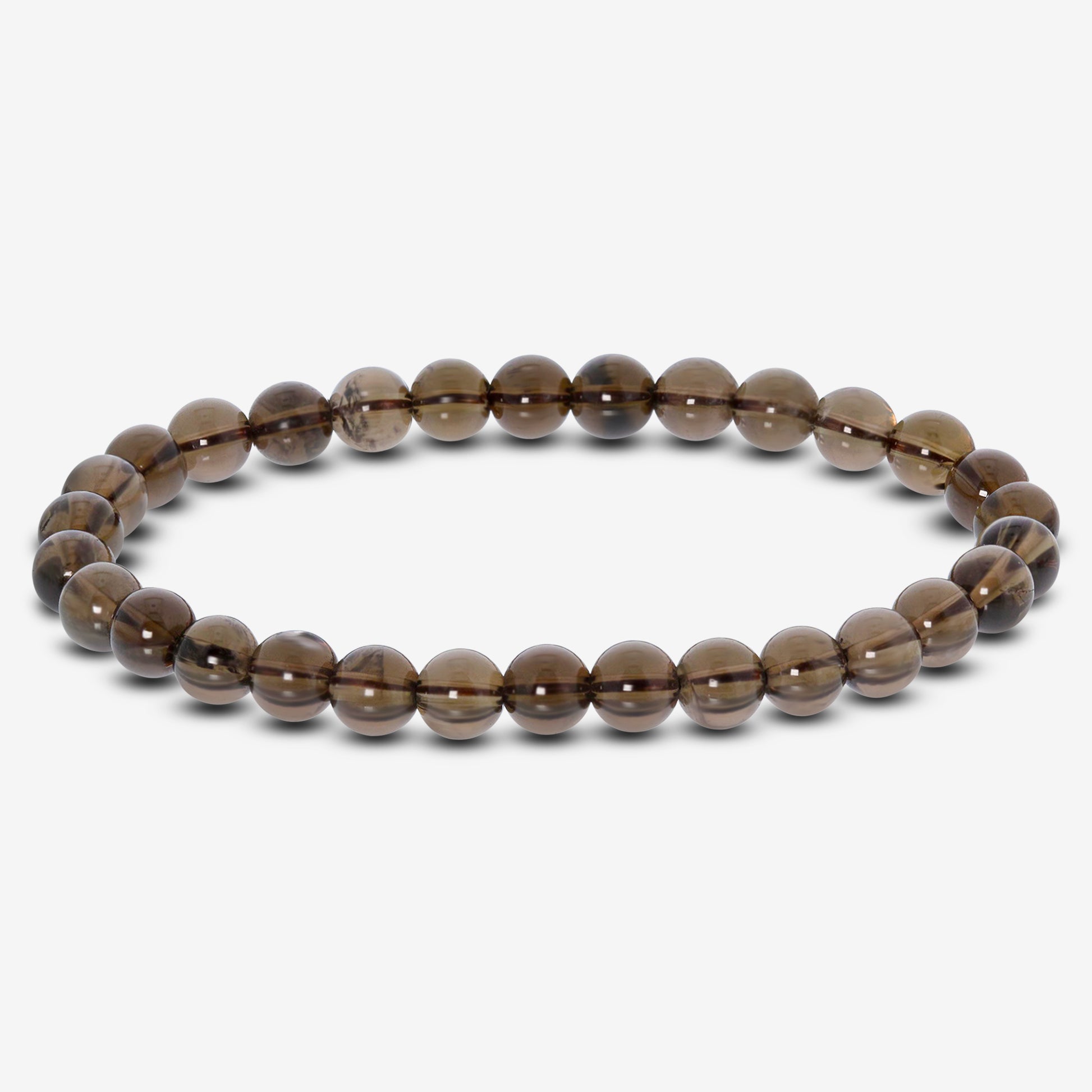 Smoky Quartz Gemstone Bead Unisex Stretch Bracelet - Gem Avenue