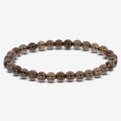 Smoky Quartz Gemstone Bead Unisex Stretch Bracelet - Gem Avenue