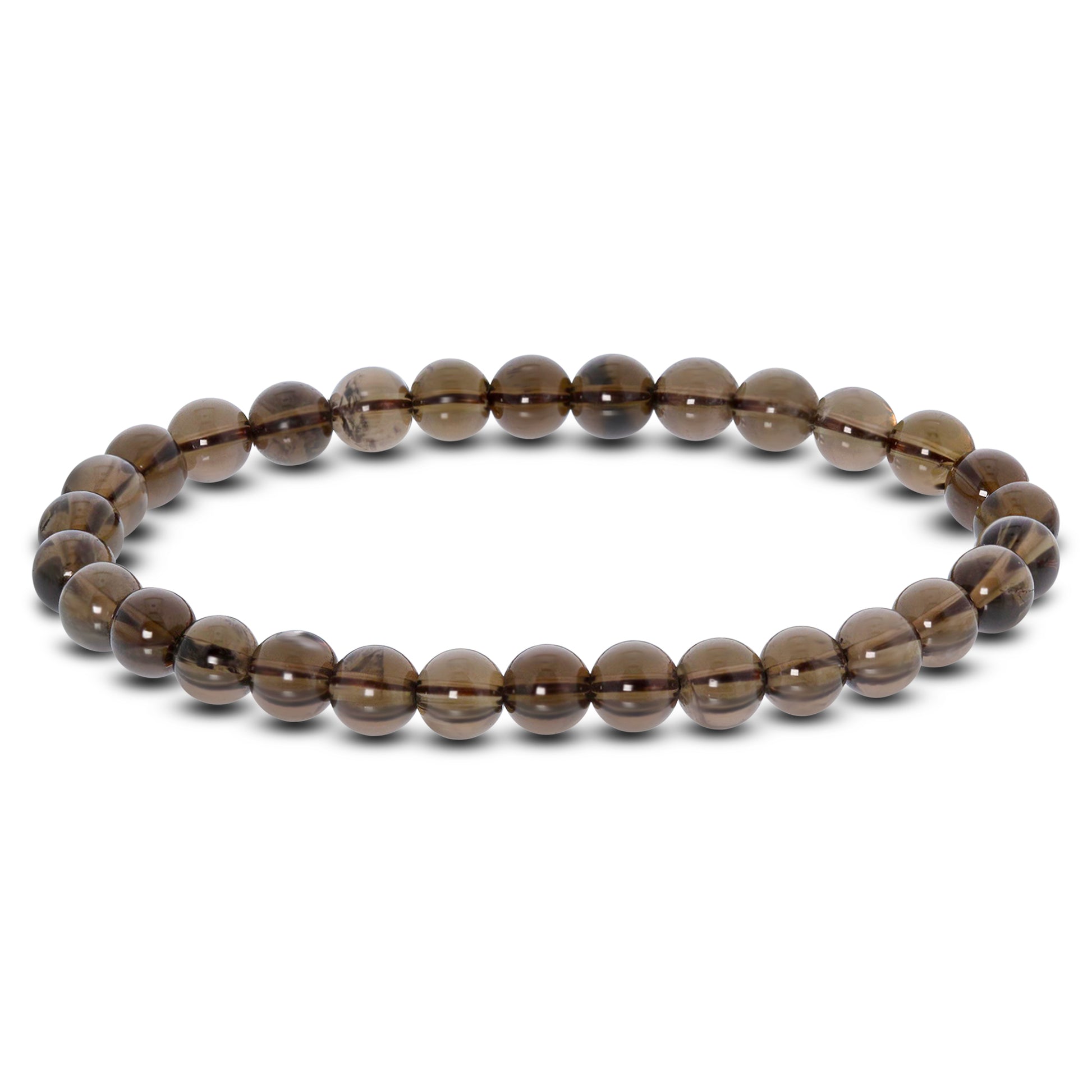 Smoky Quartz Gemstone Bead Unisex Stretch Bracelet - Gem Avenue