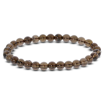Smoky Quartz Gemstone Bead Unisex Stretch Bracelet - Gem Avenue