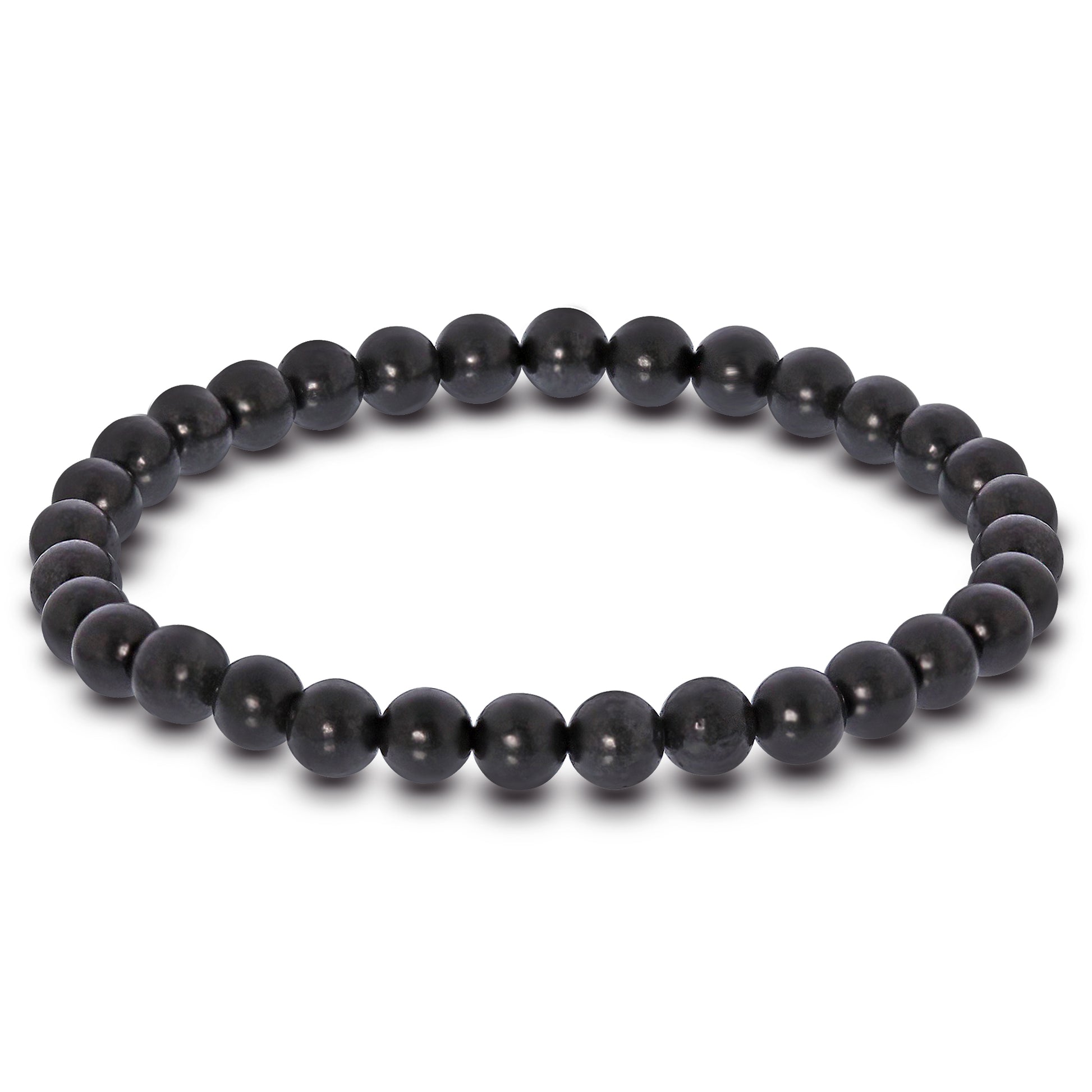 Natural Shungite Gemstone Bead Handmade Stretch Unisex Bracelet - Gem Avenue