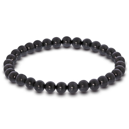 Natural Shungite Gemstone Bead Handmade Stretch Unisex Bracelet - Gem Avenue
