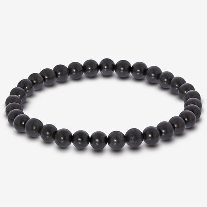 Natural Shungite Gemstone Bead Handmade Stretch Unisex Bracelet - Gem Avenue