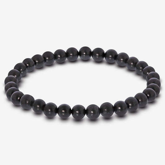 Natural Shungite Gemstone Bead Handmade Stretch Unisex Bracelet - Gem Avenue