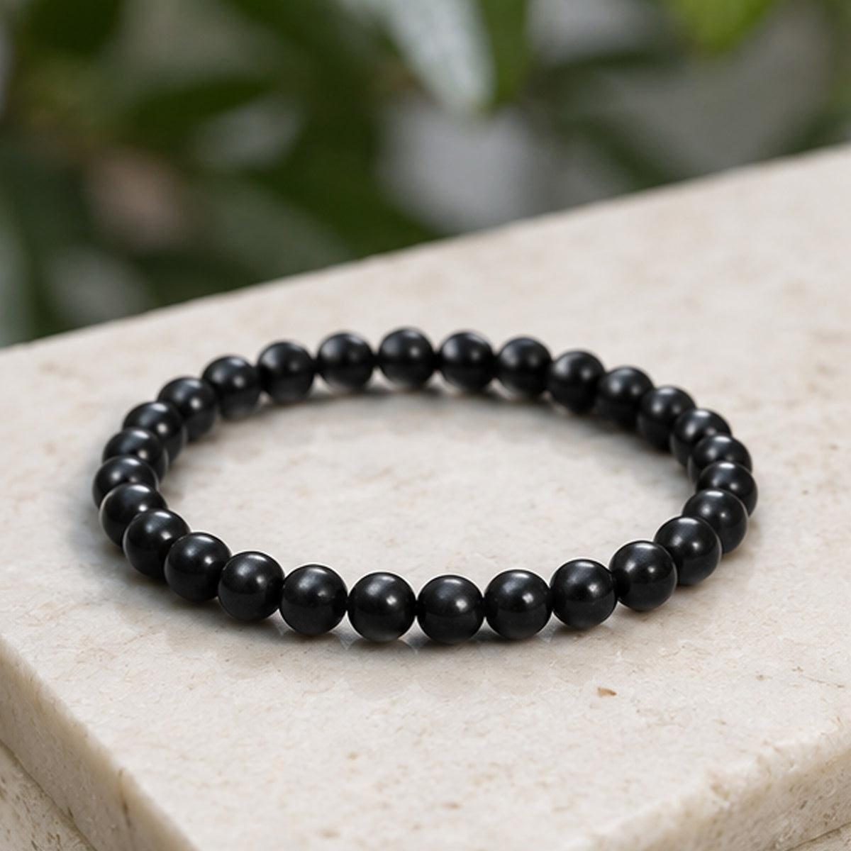 Shungite Bracelet 6mm Round Gemstone Beads Stretch Unisex Handmade Jewelry Gift