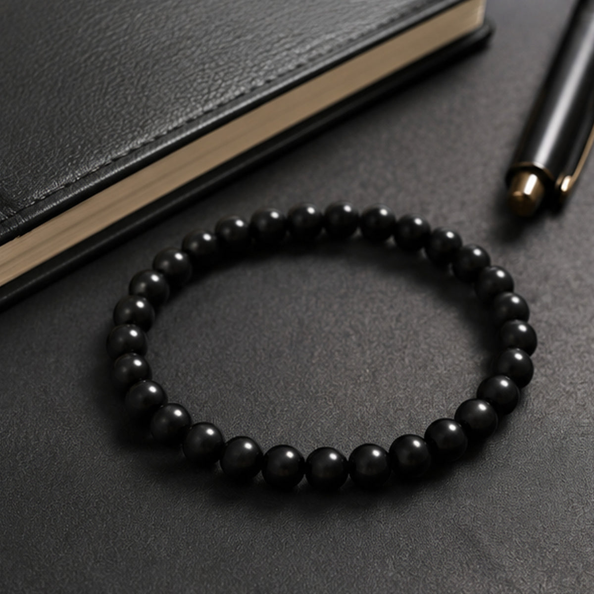 Shungite Bracelet 6mm Round Gemstone Beads Stretch Unisex Handmade Jewelry Gift