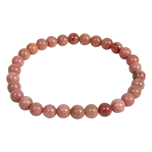 6mm Rhodonite Gemstone Round Bead Unisex Stretch Bracelet - Gem Avenue