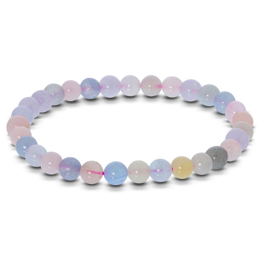 Morganite Gemstone Bead Unisex Stretch Bracelet - Gem Avenue