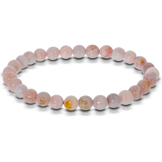 Cherry Flower Agate Gemstone Bead Unisex Stretch Bracelet - Gem Avenue