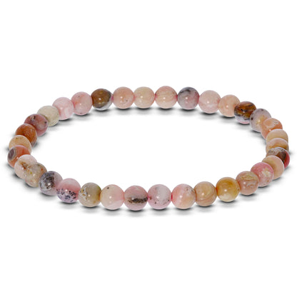 Pink Opal Gemstone Bead Unisex Stretch Bracelet - Gem Avenue