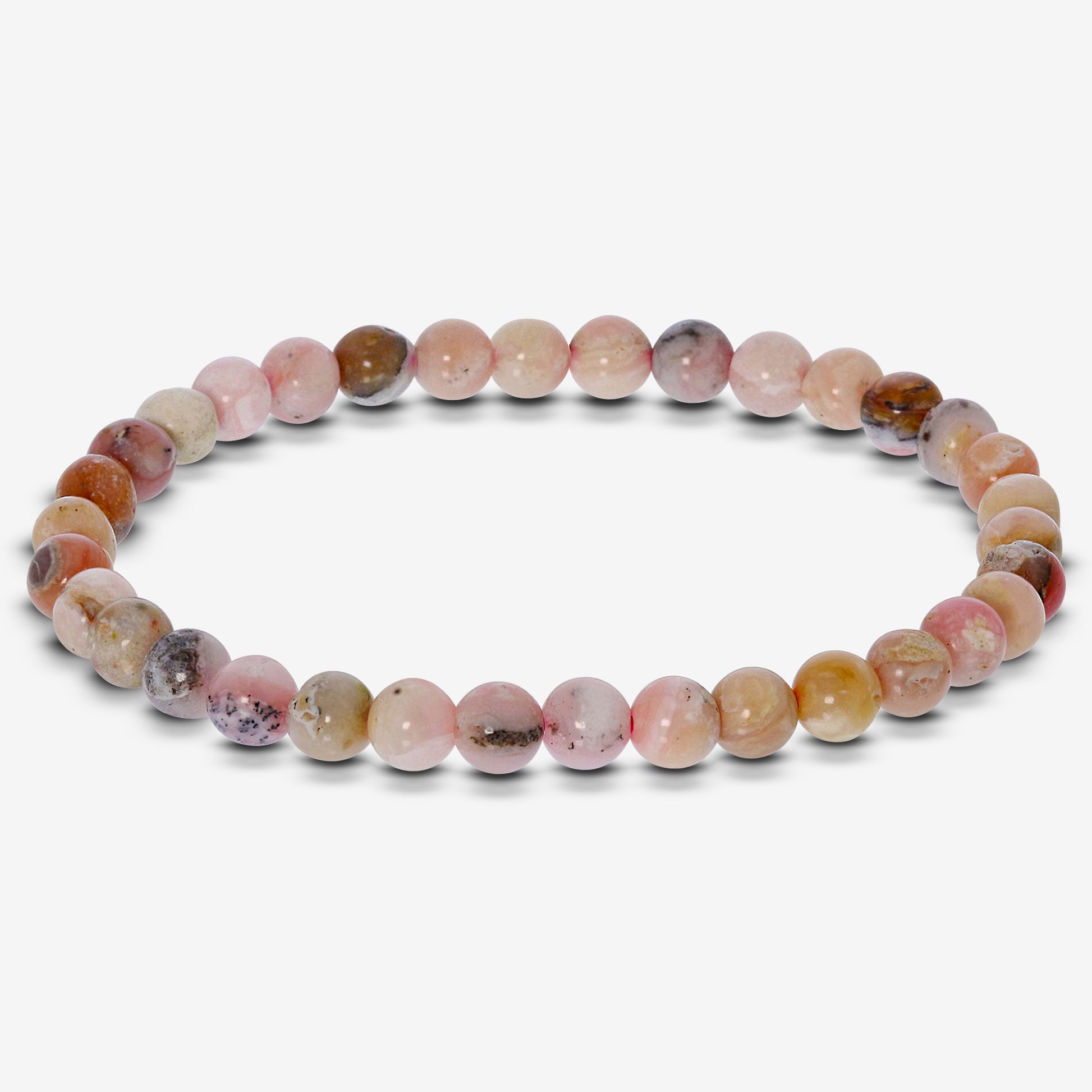 Pink Opal Gemstone Bead Unisex Stretch Bracelet - Gem Avenue