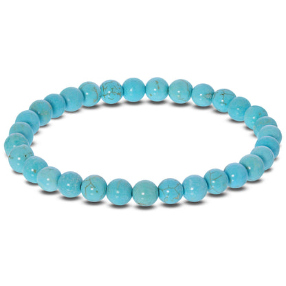 Natural Turquoise Gemstone Bead Handmade Stretch Unisex Bracelet - Gem Avenue