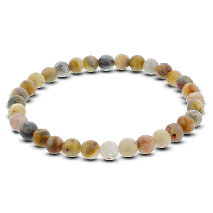 Crazy Lace Agate Gemstone Bead Unisex Stretch Bracelet - Gem Avenue