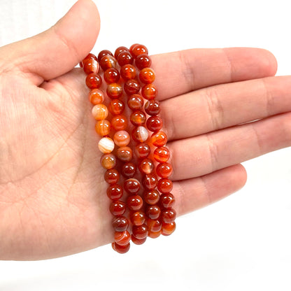 6mm Botswana Agate Gemstone Bead Unisex Stretch Bracelet