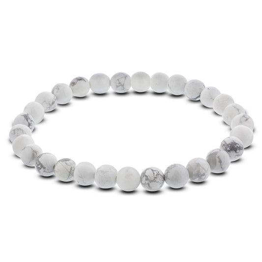Howlite Gemstone Bead Unisex Stretch Bracelet - Gem Avenue