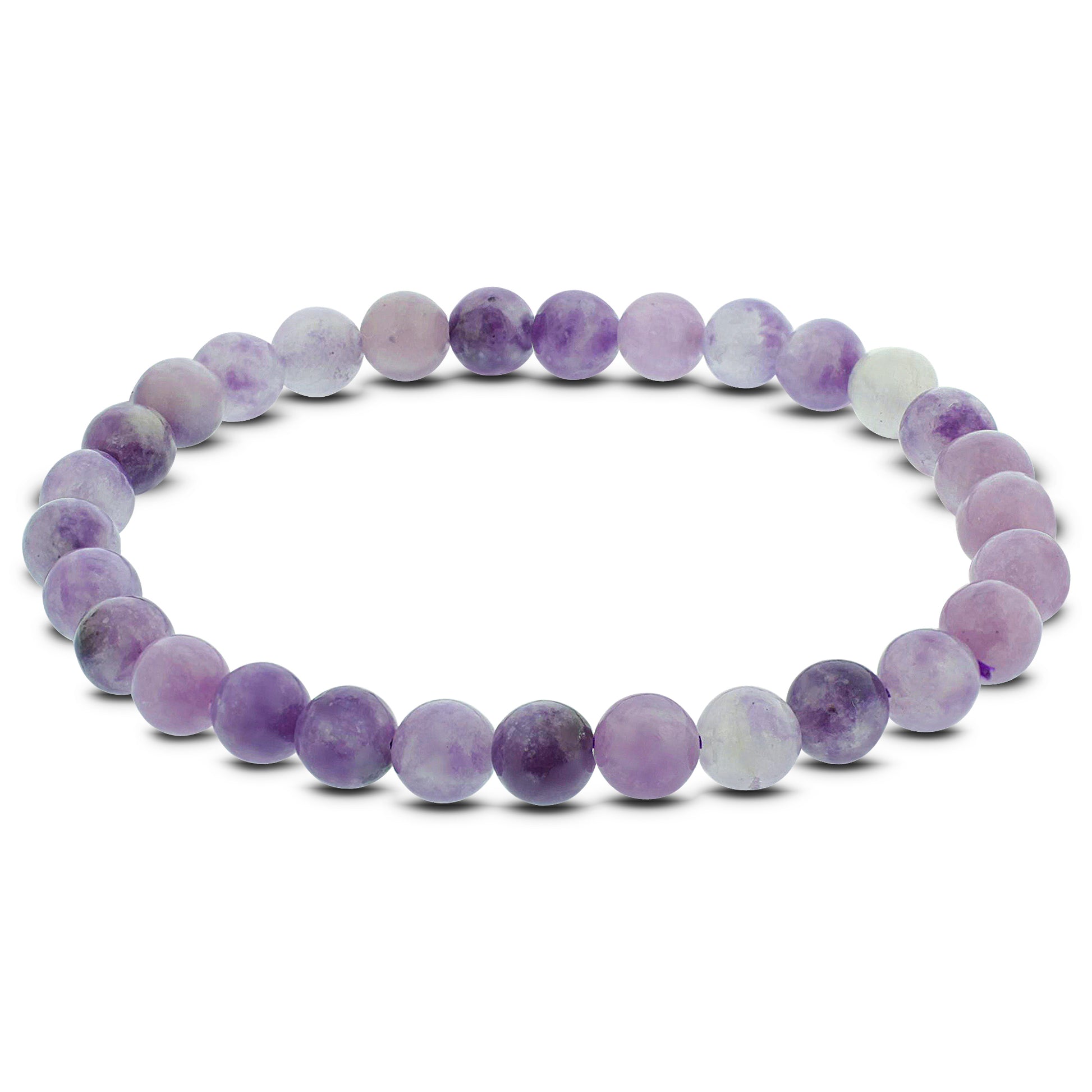 Lepidolite Gemstone Bead Unisex Stretch Bracelet - Gem Avenue