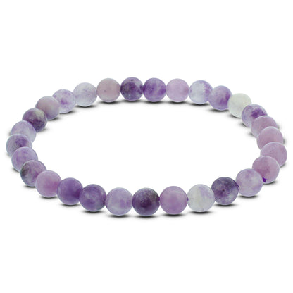 Lepidolite Gemstone Bead Unisex Stretch Bracelet - Gem Avenue