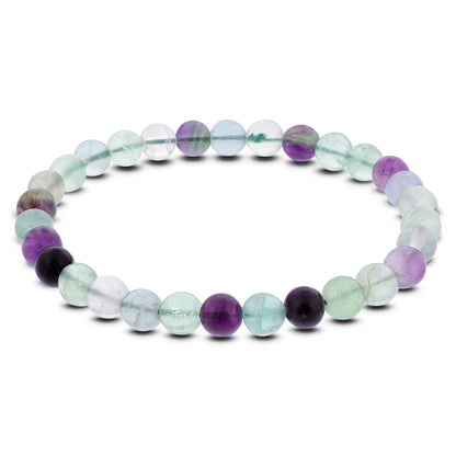 Fluorite Gemstone Bead Unisex Stretch Bracelet - Gem Avenue