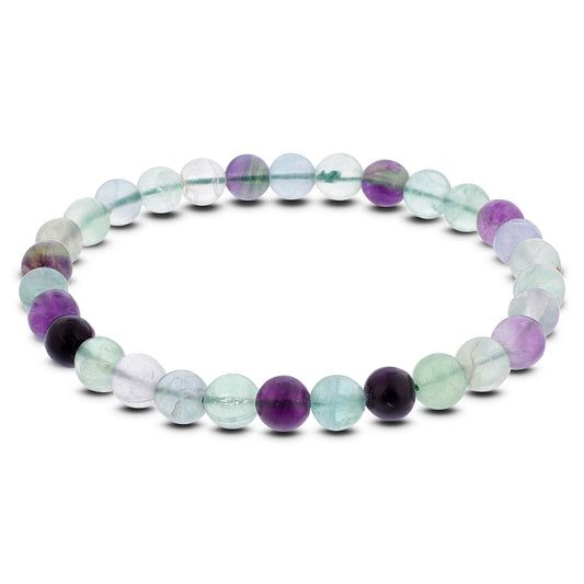 Fluorite Gemstone Bead Unisex Stretch Bracelet - Gem Avenue