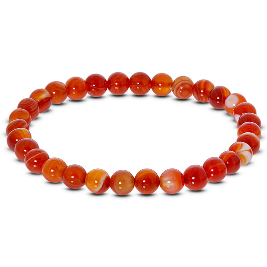 Natural Carnelian Gemstone Bead Handmade Stretch Unisex Bracelet - Gem Avenue