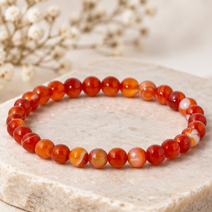 Carnelian 6mm Gemstone Bead Stretch Bracelet Unisex Natural Stone Jewelry Gift for Men and Women