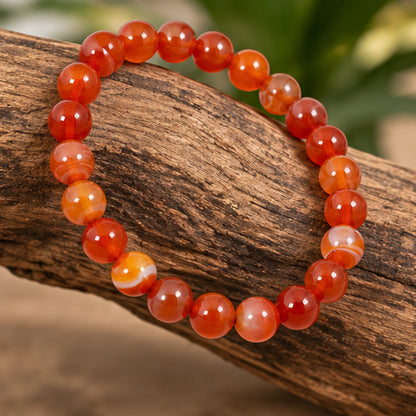 Carnelian 6mm Gemstone Bead Stretch Bracelet Unisex Natural Stone Jewelry Gift for Men and Women