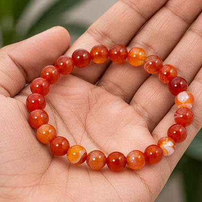 Carnelian 6mm Gemstone Bead Stretch Bracelet Unisex Natural Stone Jewelry Gift for Men and Women