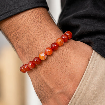 Carnelian 6mm Gemstone Bead Stretch Bracelet Unisex Natural Stone Jewelry Gift for Men and Women