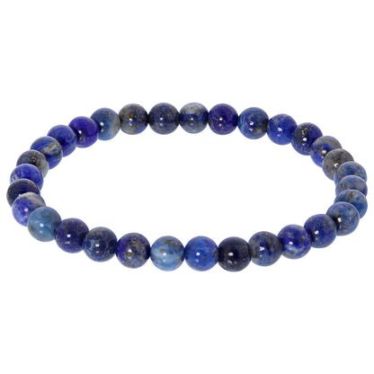 Blue Lapis Lazuli Gemstone Bead Unisex Stretch Bracelet - Gem Avenue